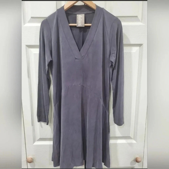 Anthropologie Dolan Cupro Gray Long Sleeve Swing Dress Size small - Picture 2 of 9